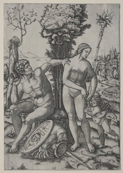 Venus, Mars og Amor, 1508. av Marcantonio Raimondi