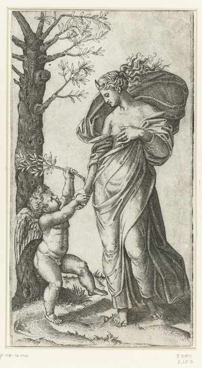 Forsoning av Minerva og Amor av Marcantonio Raimondi
