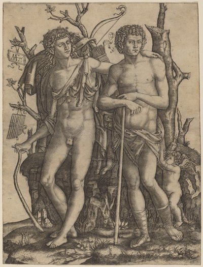 Apollo og Hyacinthus av Marcantonio Raimondi after Francesco Francia