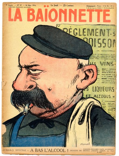 Cover av "" La Baionnette "", Satirical in Colors av Marcel Amable O.L. Capy