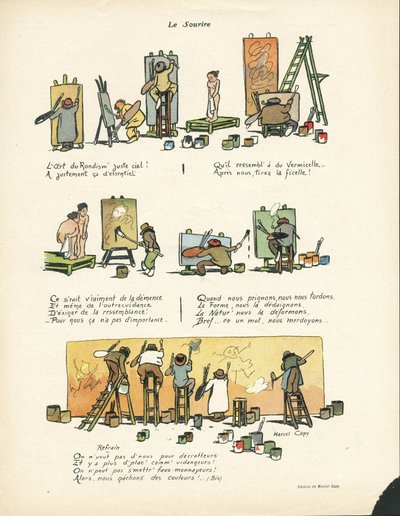 Illustrasjon av Marcel Capy (1865-1941) i Le Smile, nr. 12, 20/03/13 - The Art of Rondism '- Kunst, Avantgarde, Kubisme - Malere kunstnere av Marcel Amable O.L. Capy
