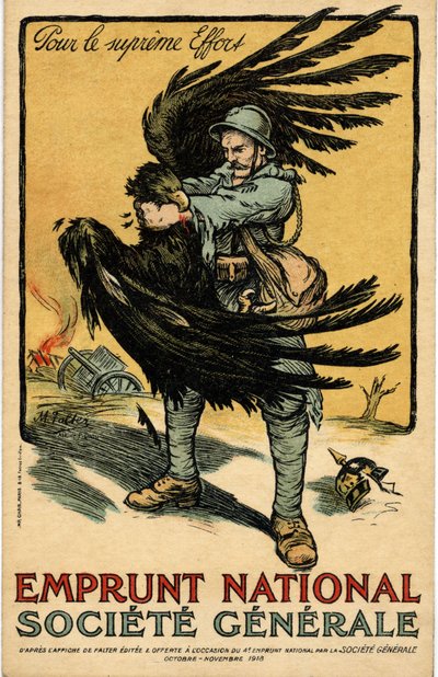 Krig 1914–1918. Reklameplakat for Société Générale «Nasjonal låneopptak» (plakat) av Marcel Falter