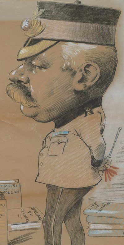 Karikatur av uidentifisert oberstløytnant av Royal Marines Light Infantry, 1893 (farget kritt på papir) av Marcel Pic