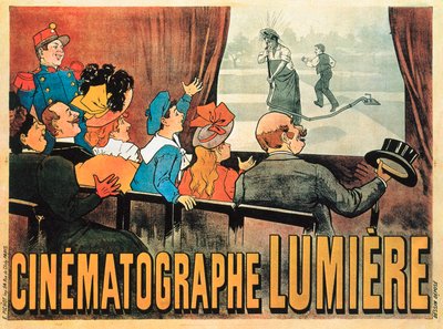 "The Waterer Watered", plakat som annonserer Cinematographe Lumiere, 1896 av Marcelin Auzolle