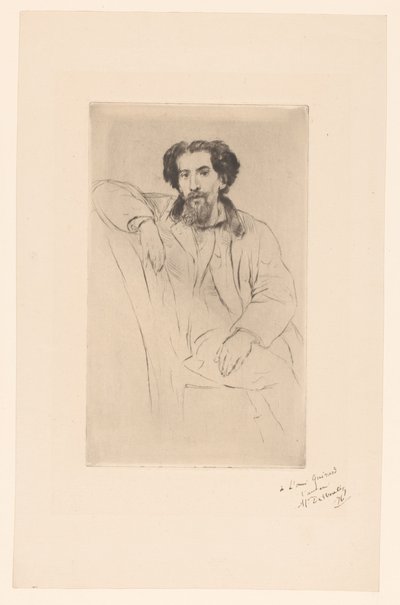 Portrett av Henri Charles Guérard av Marcellin Gilbert Desboutin (signed by artist)