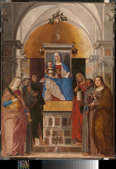 Madonna og barnet med St. Katarina av Marcello Fogolino