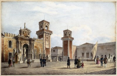 Venezia-arsenalet i «Album of the main views of Venice»»-tegninger av Marco Moro ed. Gio Brize-Ghel n.d 1840. ca. av Marco (after) Moro