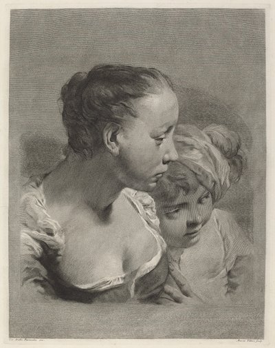 Ung kvinne og en gutt mot høyre av Marco Alvise Pitteri after Giovanni Battista Piazzetta