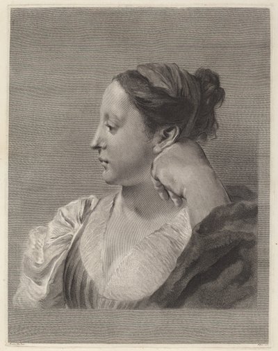 Ung kvinne i profil av Marco Alvise Pitteri after Giovanni Battista Piazzetta
