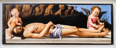 Død Kristus og to engler av Marco Basaiti