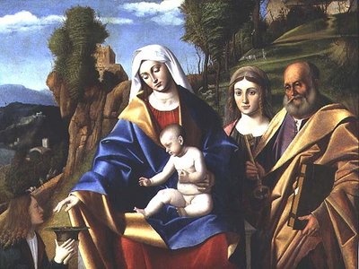 M.5 Jomfru og barn med hellige, ca. 1510 av Marco Basaiti