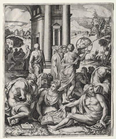 En forsamling av lærde, ca. 15151527. av Marco Dente