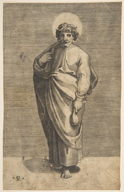 Saint Matthew holder en pose, ca. 1515-27. av Marco Dente