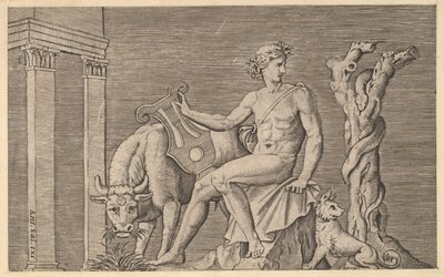 Mirror of Roman Magnificence: Apollo Tending the Flocks of Admetus, 1500-tallet. av Marco Dente