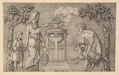 The Mirror of Roman Magnificence: The Sacrifice of a Ram, 1500-tallet. av Marco Dente