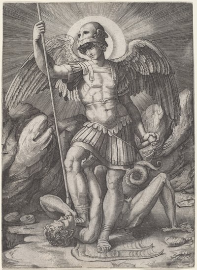 Saint Michael av Marco Dente after Raphael