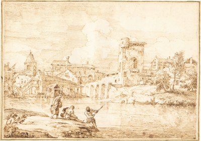 En befestet landsby langs en elv av Marco Ricci