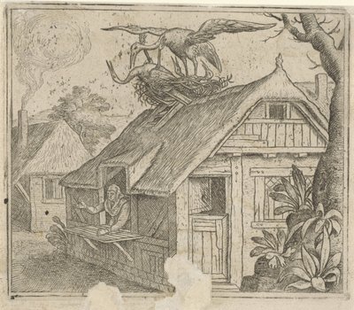 Fabel om storker og deres religion av Marcus Gheeraerts (I) (attributed to)