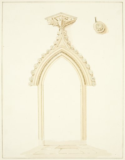 Døråpning til Vestry Room of Bristol Cathedral (blyant og akvarell på papir) av Marcus H. Homes