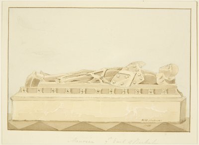 Effigy of Maurice, 7th Earl of Berkeley i Bristol Cathedral (blyant og akvarell på papir) av Marcus H. Homes
