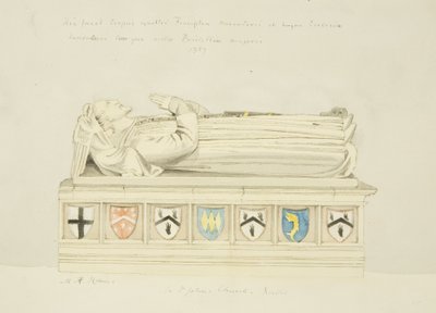 Effigy on Tomb of Walter Frampton i St John's Church (blyant og akvarell på papir) av Marcus H. Homes
