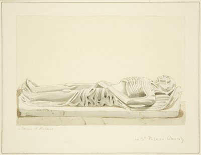 Bilde på et monument i Peterskirken (blyant og akvarell på papir) av Marcus H. Homes