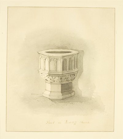 Font i Redcliffe Church (blyant og akvarell på papir) av Marcus H. Homes