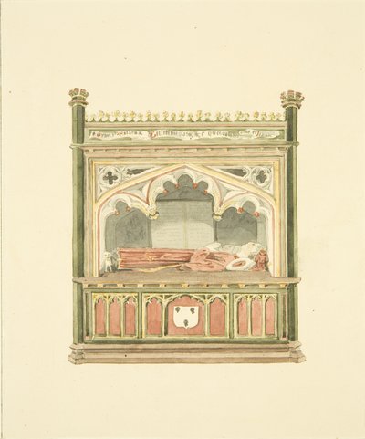 Monument til William Canynges i St Mary Redcliffe (blyant og akvarell på papir) av Marcus H. Homes