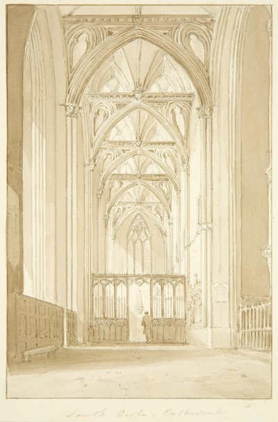 South Isle of Bristol Cathedral (blyant og akvarell på papir) av Marcus H. Homes