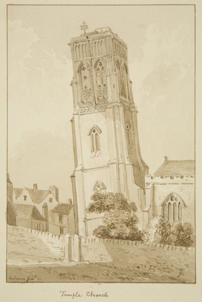 Temple Church (blyant og akvarell på papir) av Marcus H. Homes