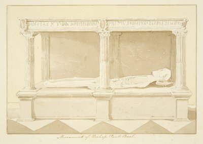 Biskop Paul Bushs grav i Bristol Cathedral (blyant og akvarell på papir) av Marcus H. Homes