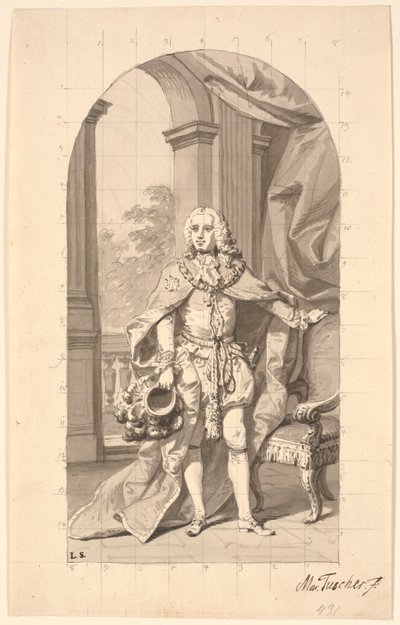 Amtmann "Gehejmeråd i Tønder" Frederik Wilhelm Holstein som dannebrogsridder i orden av Marcus Tuscher
