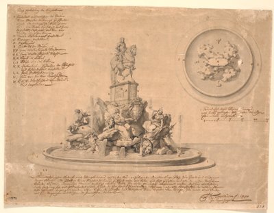 Utkast til monument over Frederik V på Amalienborg av Marcus Tuscher