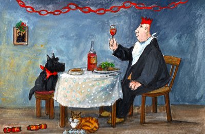 Feirer jul, 2014 (gouache på papir) av Margaret Loxton