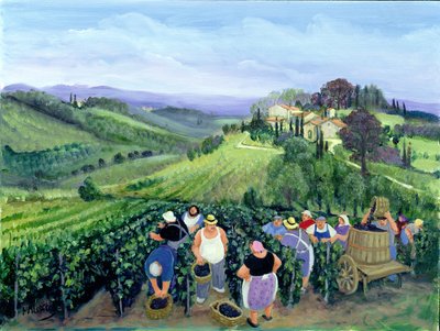 Chianti Landscape (olje på lerret) av Margaret Loxton
