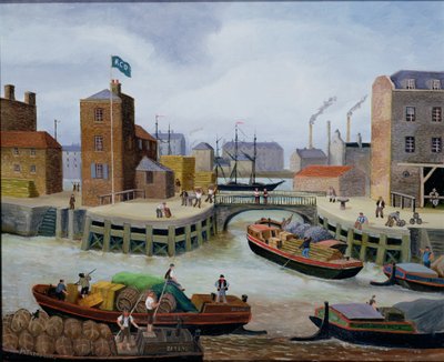 Inngang til Regent#39;s Canal Dock av Margaret Loxton