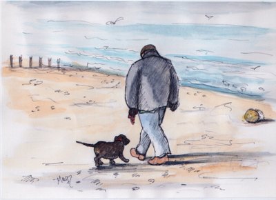 Turgåing med hunden - 05 (penn og akvarell) av Margaret Loxton
