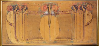 May Queen, tegneserie for panel for Ingram Street Tearooms, ca. 1900 (akvarell på papir) av Margaret Macdonald
