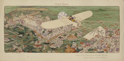 Beaumonts Bleriot-monoplan ankommer Roma og vinner luftkappløpet Paris-Roma av Marguerite (fl.1909 14) Montaut