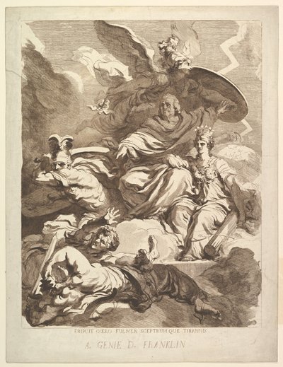 Til Genius of Franklin, 1779. av Marguerite Gerard