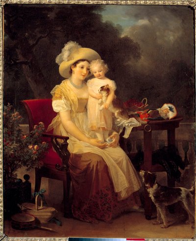 kvinne som sitter og holder en jente på knærne Maleri av Marguerite Gerard (1761-1837) 1799 Søn. 0,64x0,53m. Dijon, Museum of Fine Arts. av Marguerite Gerard