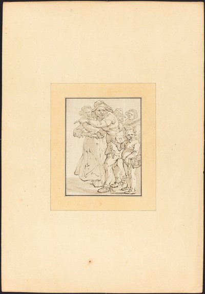 Gammel mann som peker til venstre av Maria Catharina Prestel after Adriaen Pietersz van de Venne