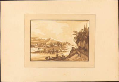 Landskap med fiskebåter av Maria Catharina Prestel after Franz Edmund Weirotter