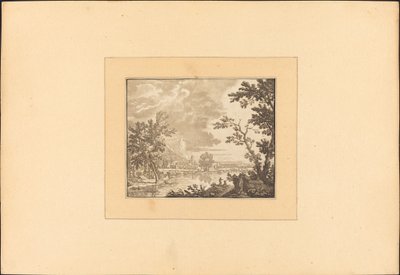Landskap med elv og by av Maria Catharina Prestel after Jan van Huysum