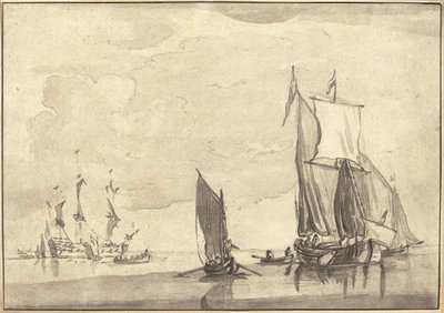 Sjølandskap av Maria Catharina Prestel after Willem van de Velde the Younger