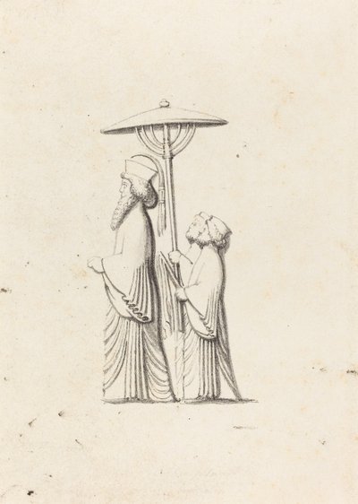 Skulptur ved Persepolis, fra Le Bruyns reiser av Maria Denman after John Flaxman