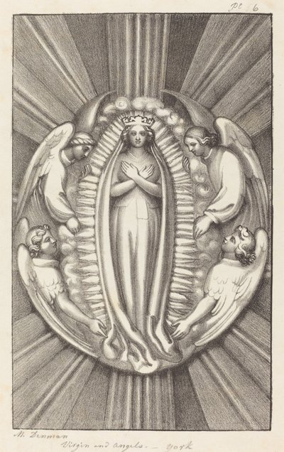 Virgin and Angels, en nøkkelstein i York av Maria Denman after John Flaxman