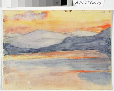 Landskapsstudie, ås ved solnedgang av Maria Wiik