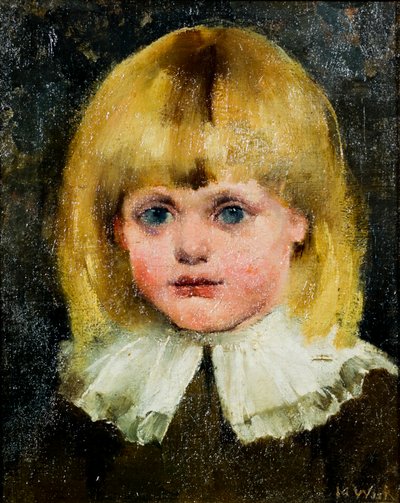 En jentes hode (Hilja Tukiainen); maleri av Maria Wiik