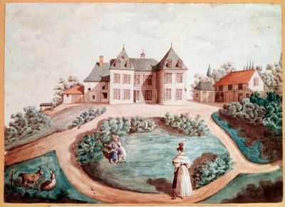 Et slott i Touraine. Illustrasjon for The Lily of the Valley av Balzac. (Tegning av Maria du (attr. to) Fresnay